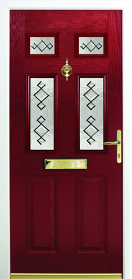 Edwardian 4 tristar Red Composite Door